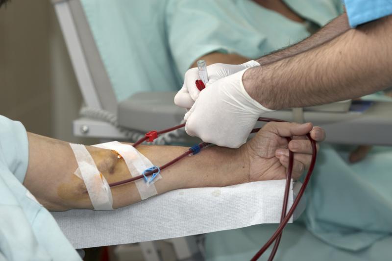 Needle into AV Fistula