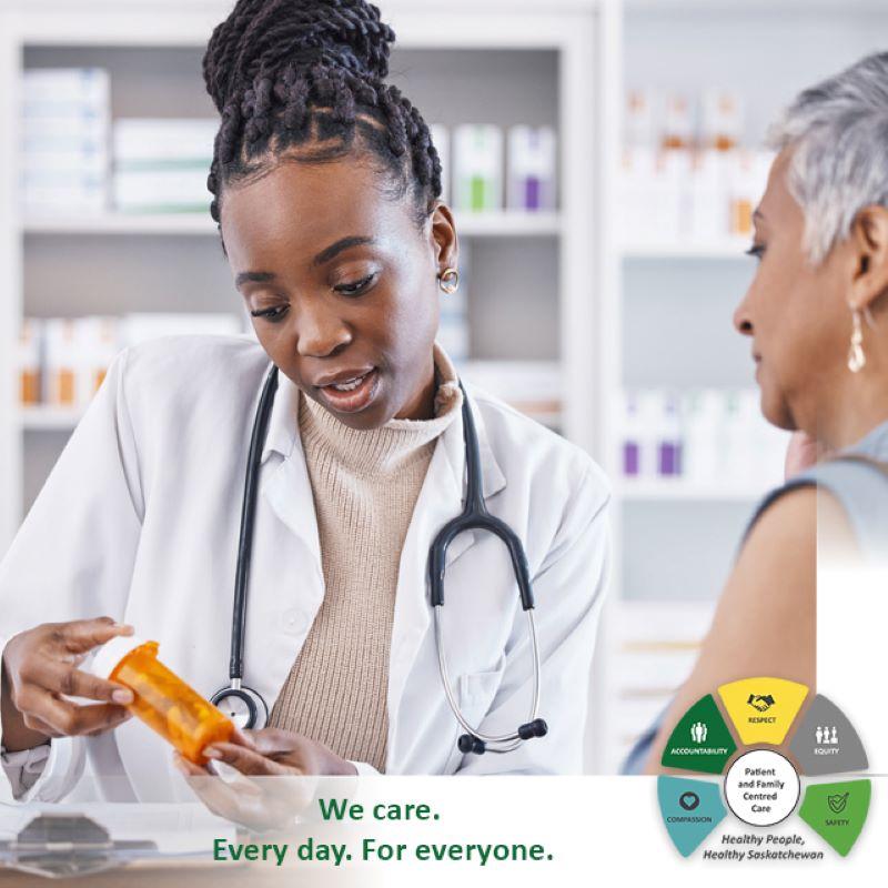 Pharmacist with patient.